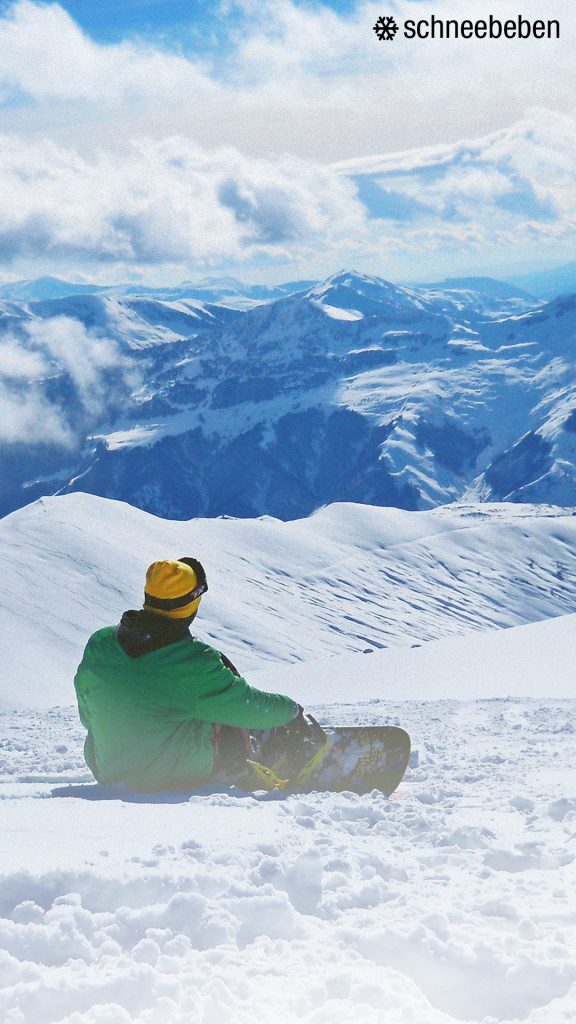 Snowboarder Alpen Panorama Winter Schneebeben